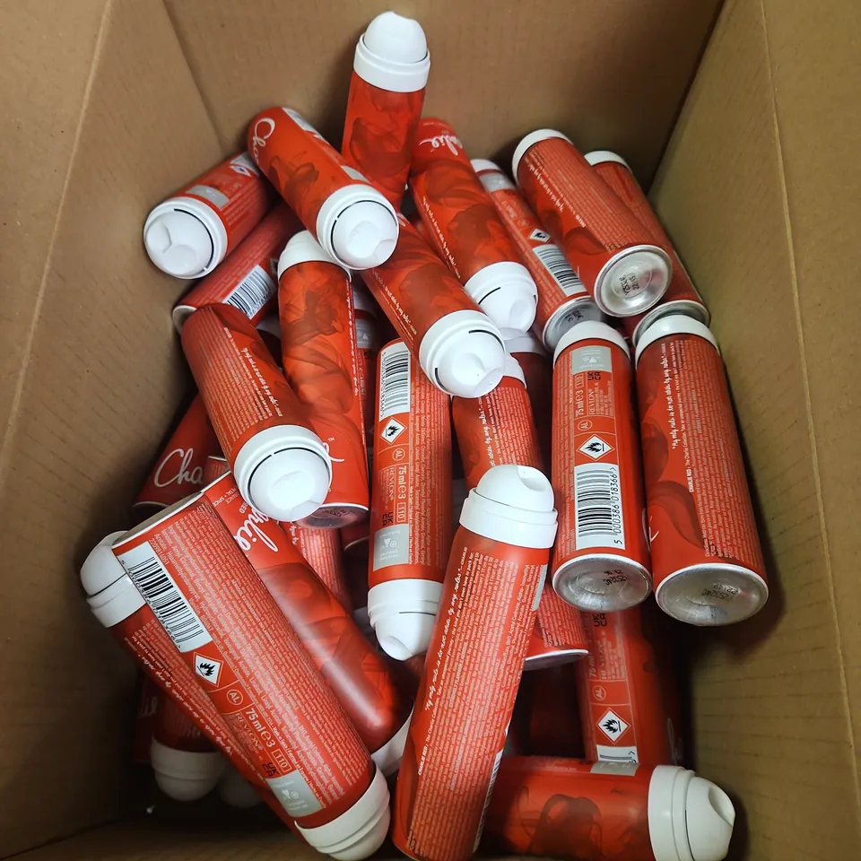 BOX OF APPROXIMATELY 25 CHARLIE RED BODY FRAGRANCES