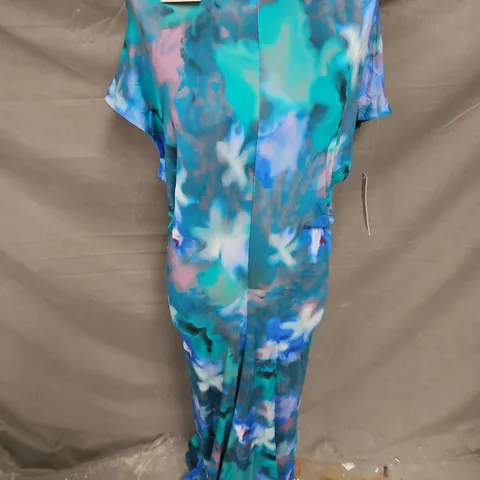 JIGSAW FLORAL MIST JERSEY DRESS IN GREEN MIX SIZE S
