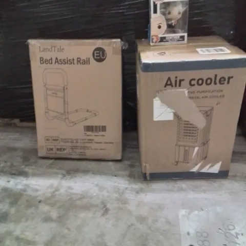 PALLET OF ASSORTED HOUSEHOLD GOODS AND PRODUCTS TO INCLUDE;BED RAIL ASSISTANT,AIR COOLER,FUNKO POP FIGURINE 
