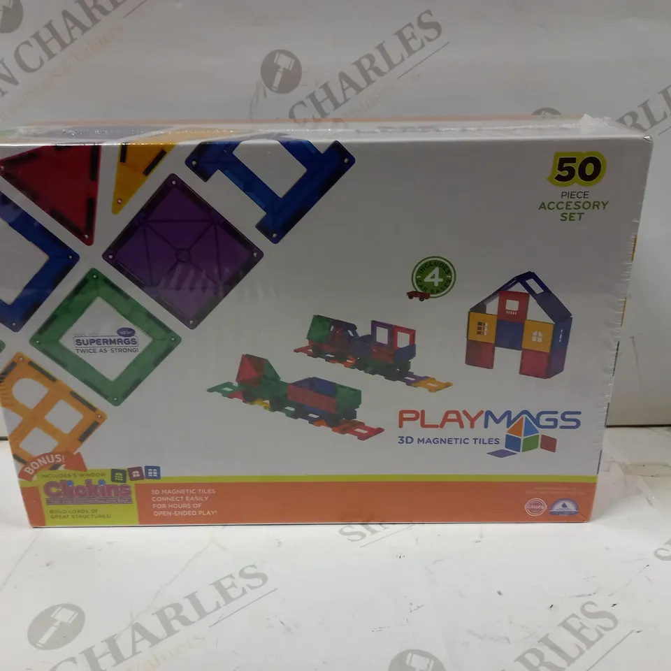 BOXED PLAY MAGS 3D MAGNETIC TILES 50 PIECE ACCESORY SET