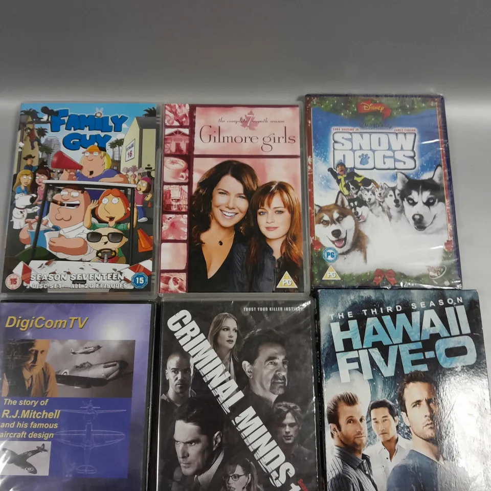 APPROXIMATELY 15 ASSORTED DVD FILMS/SERIES SETS TO INCLUDE SNOW DOGS, CRIMINAL MINDS, FAMILY GUY ETC 