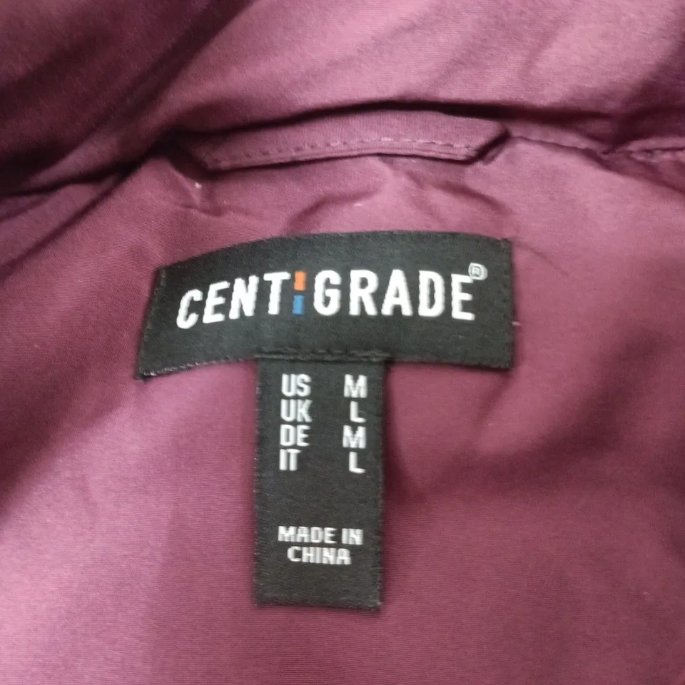 CENTIGRADE PUFFER JACKET – BURGUNDY/PLUM, UK L (US M) – MADE IN CHINA
