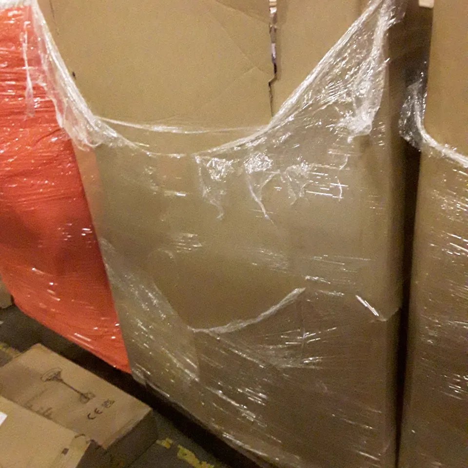 PALLET OF ASSORTED PRODUCTS INCLUDING BASKETBALL SYSTEM, AEROBIC STEP, BADMINTON RACKET, COOKER HOOD, TV WALL MOUNT, FORTNITE NERF GUN  