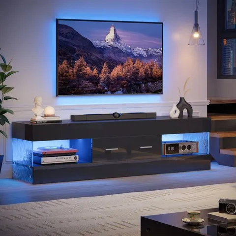 BOXED MODERN TV STAND FOR TVs UP TO 70" WITH LED AND DRAWER (1 BOX)