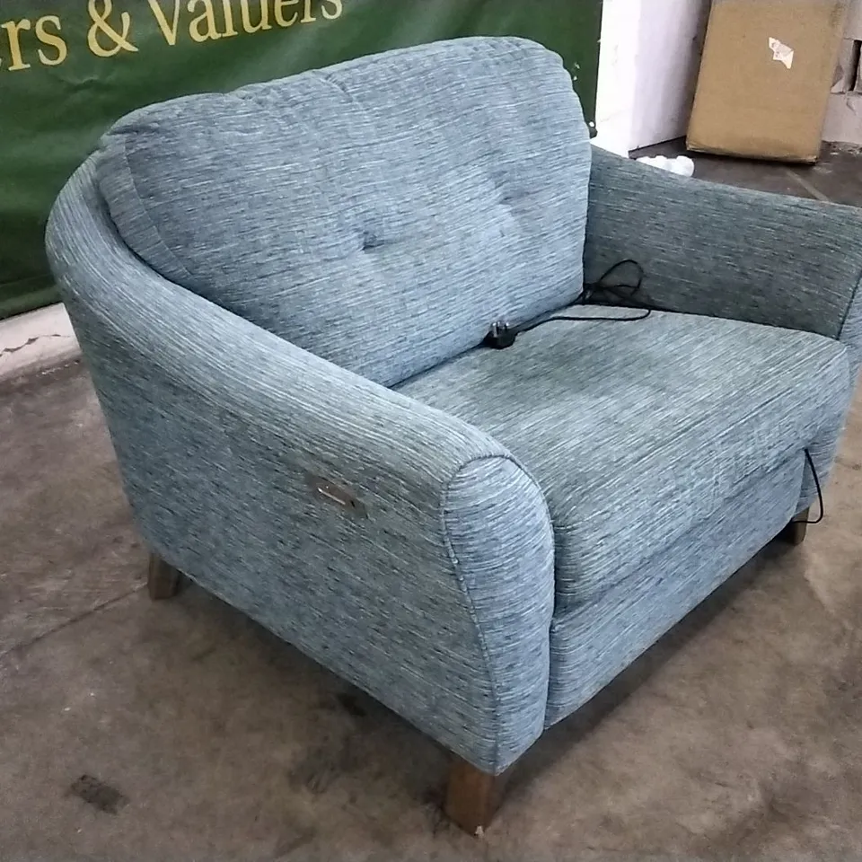 QUALITY BRITISH DESIGNED & MANUFACTURED G PLAN HATTON FORMAL BACK SNUGGLER POWER RECLINER CHAIR WAFFLE MARINE FABRIC  