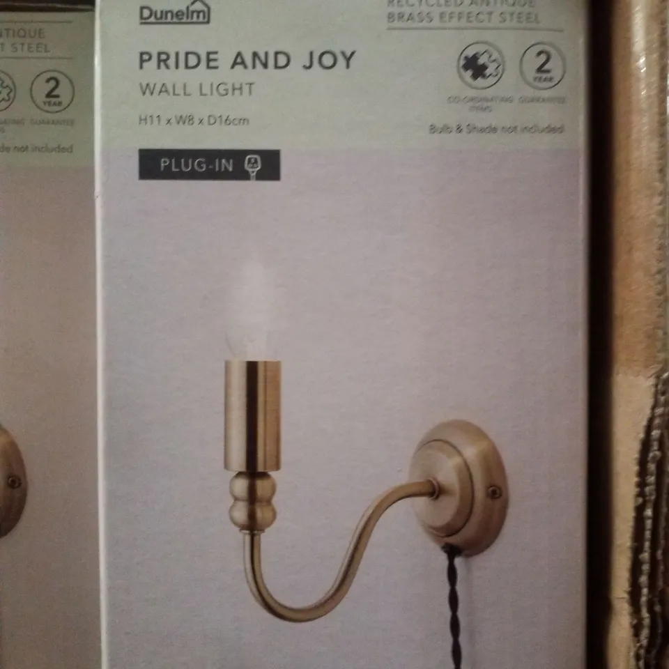 BOXED DUNELM PRIDE AND JOY PLUG IN WALL LIGHT