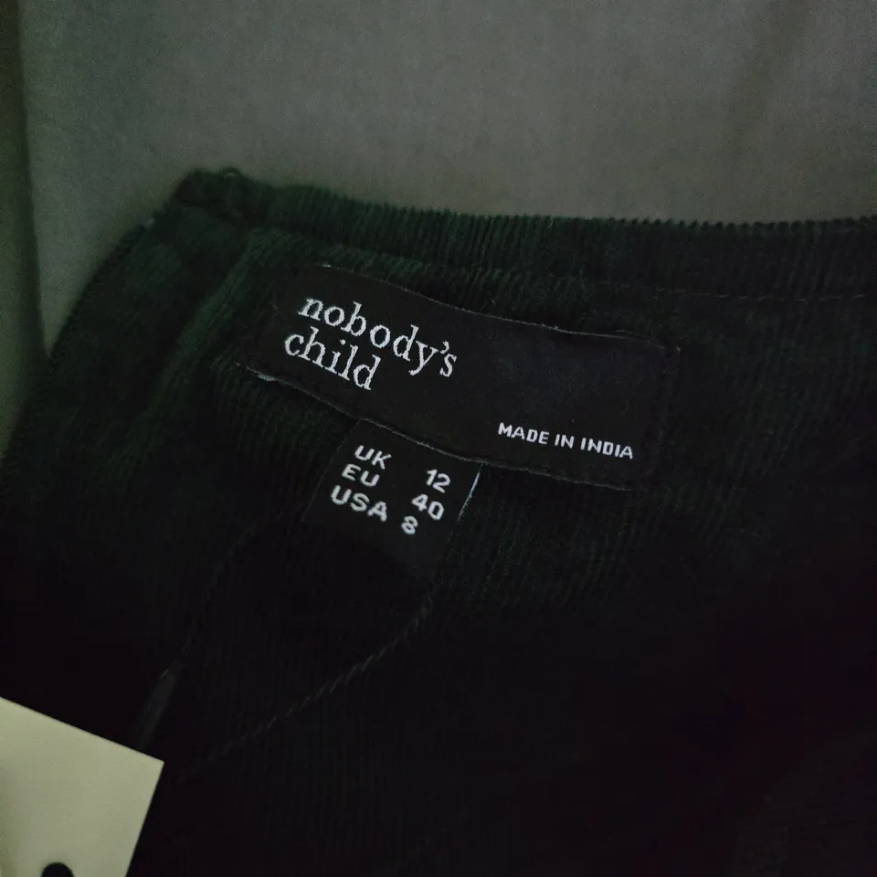 NOBODYS CHILD BOSTON PINAFORE MINI DRESS PLAIN IN CORD GREEN - UK 12