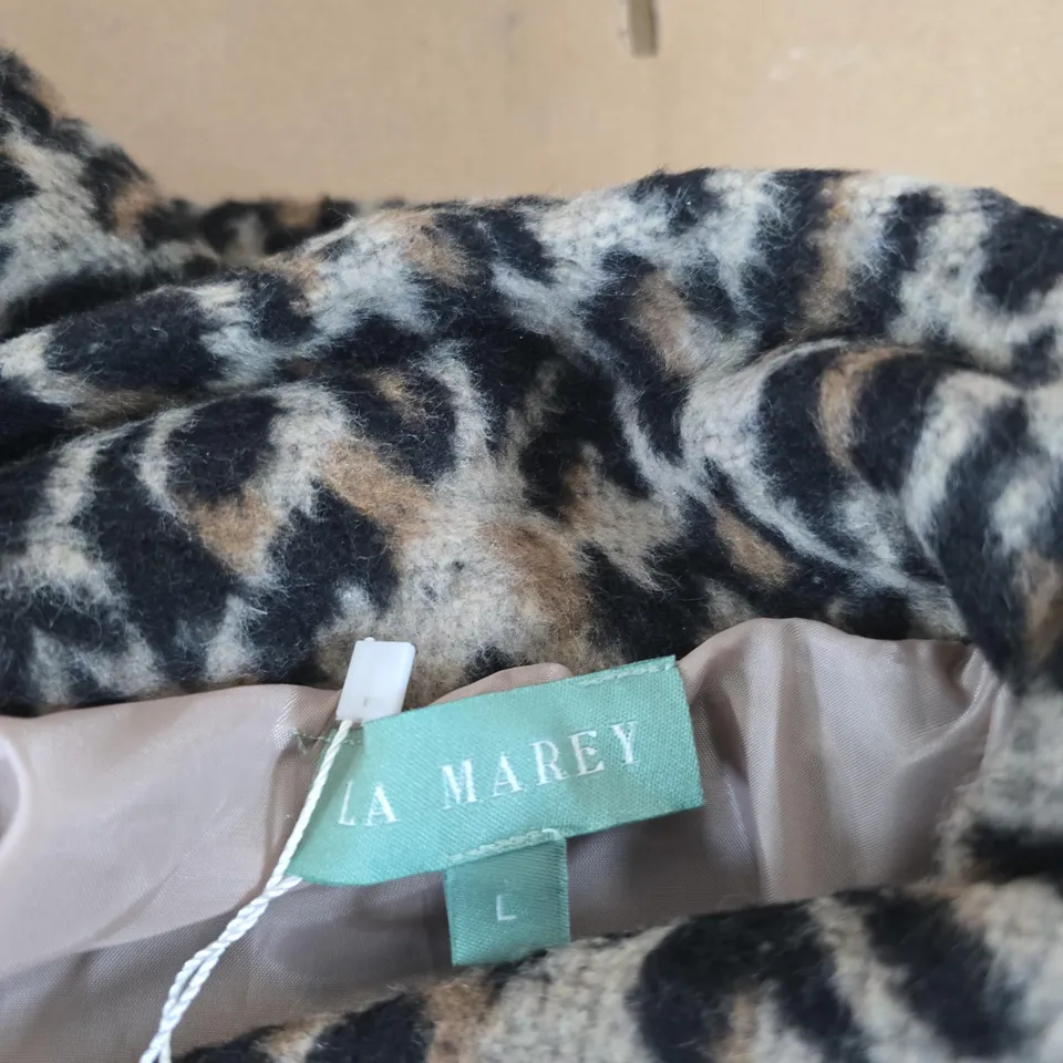 LA MAREY LEOPARD PRINT FAUX FUR COAT – SIZE L
