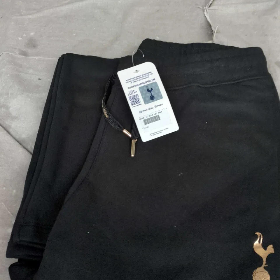 TOTTENHAM HOTSPUR BLACK JOGGERS WITH GOLD CREST SIZE 10