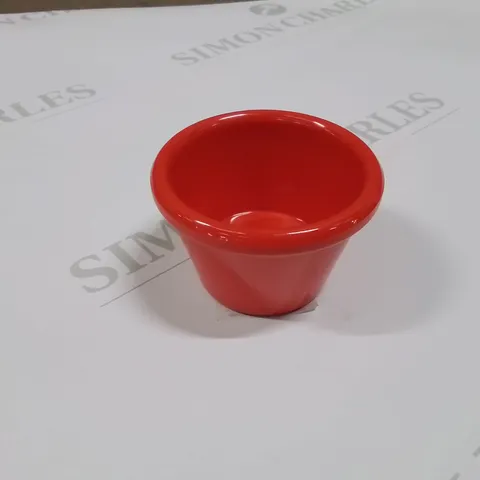 BOX CONTAINING APPROXIMATELY 48 RED RAMEKINS 