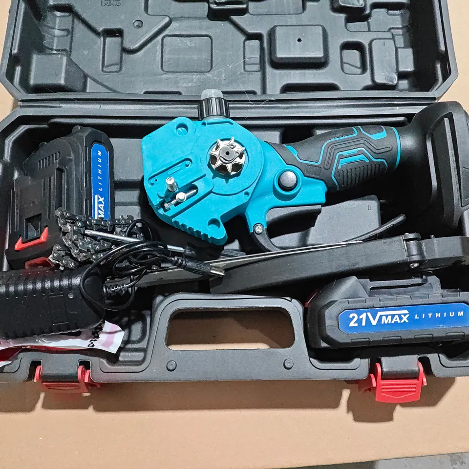 BLISS & BEYOND MINI ELECTRIC CHAINSAW – 21V MAX LITHIUM (BOXED)