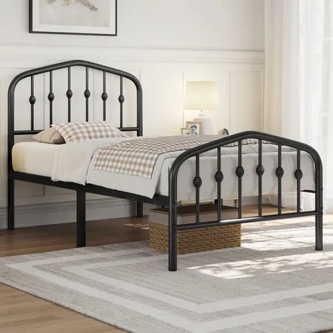 BOXED COLOR & SIZE METAL BED WITH ARCHED HEADBOARD AND FOOTBOARD (1 BOX)