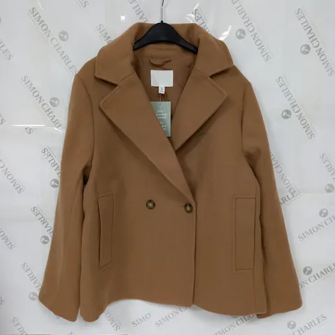 H&M BUTTON DETAIL COAT IN BEIGE - M