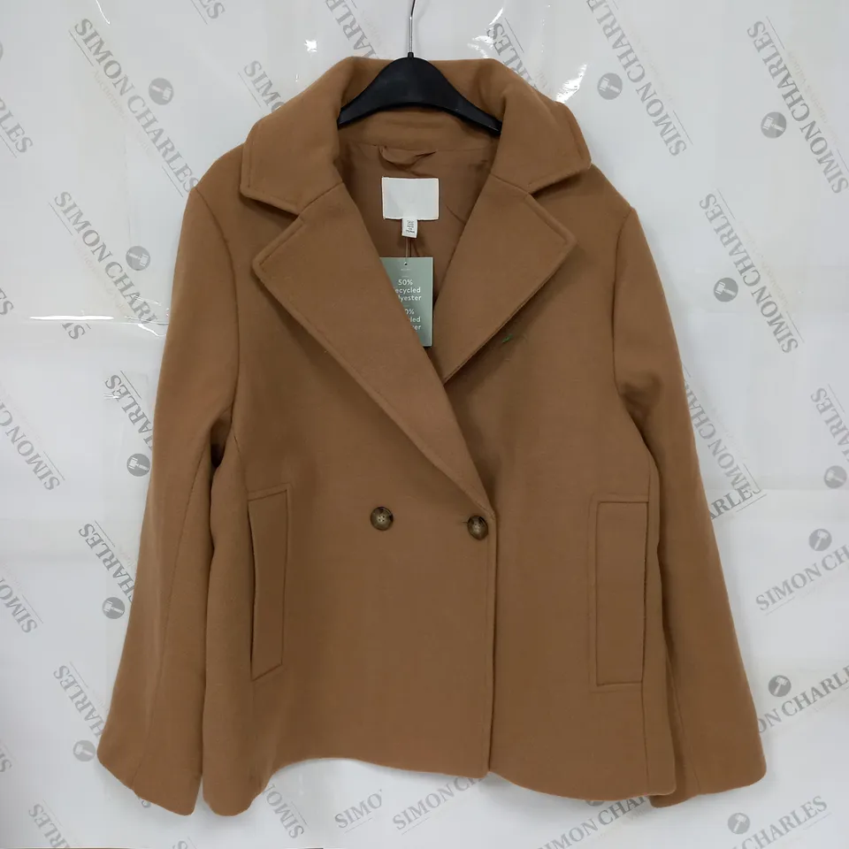 H&M BUTTON DETAIL COAT IN BEIGE - M