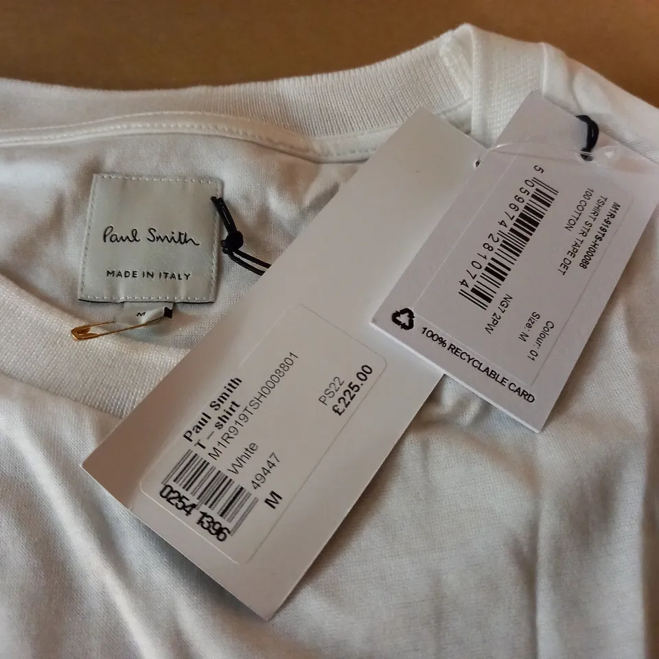 PAUL SMITH STRIPE TAPE WHITE T-SHIRT - M