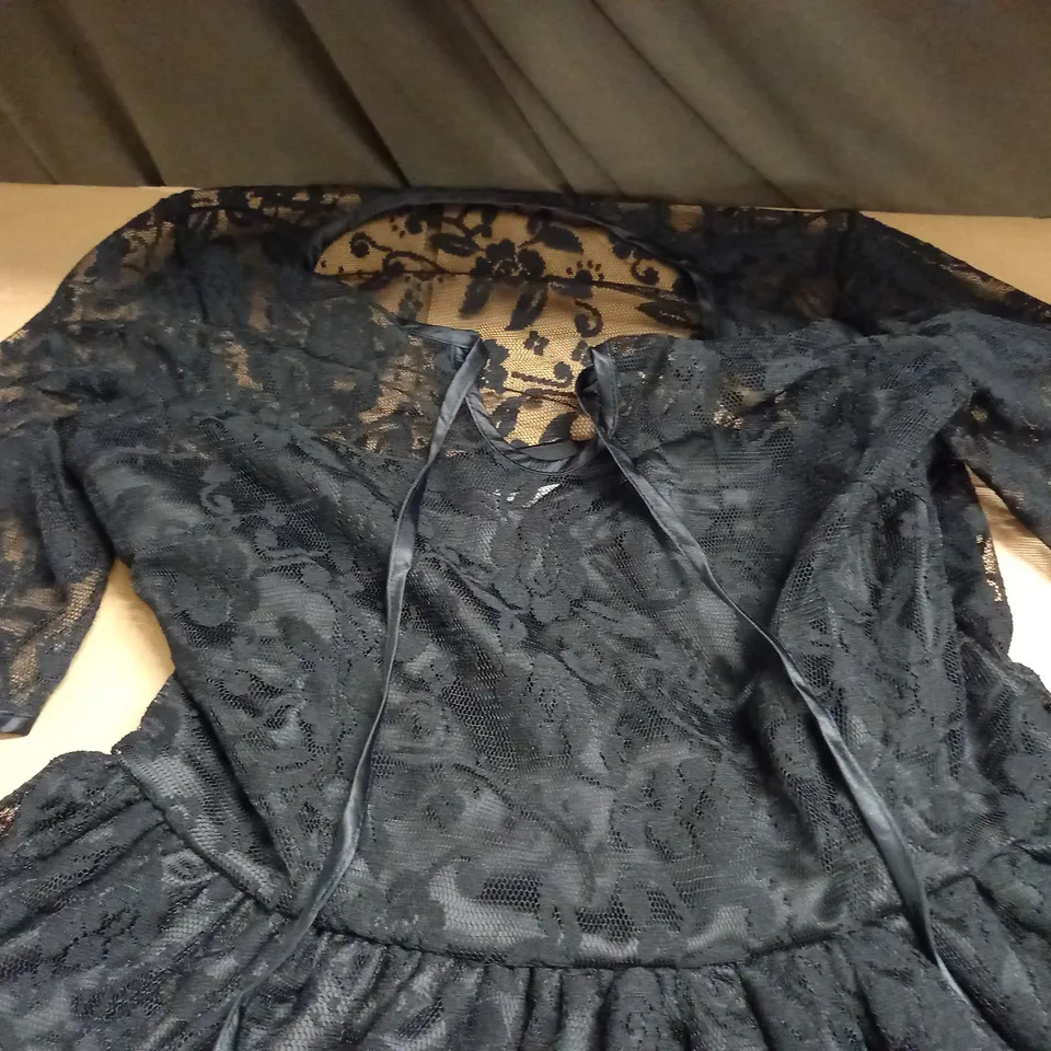 LOT OF 2 BANNED RETRO BLACK MESH DRESSES - L & S