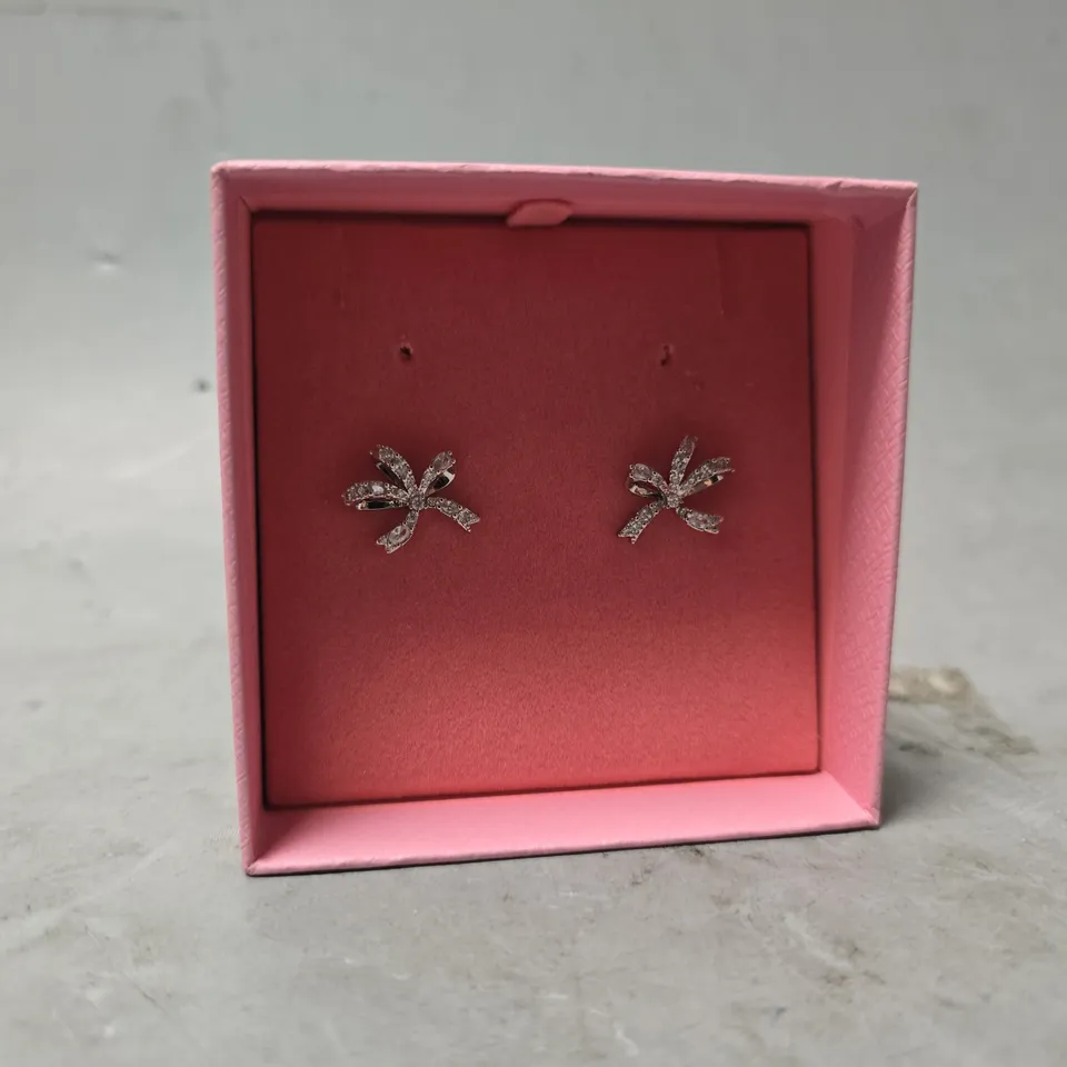 BOXED SWAROVSKI BOW TIE EARRINGS 