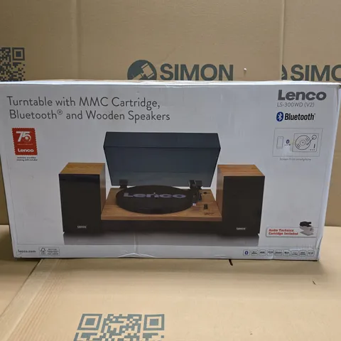 BOXED LENCO TURNTABLE WITH BLUETOOTH AND SPEAKERS - LS-300WD V2