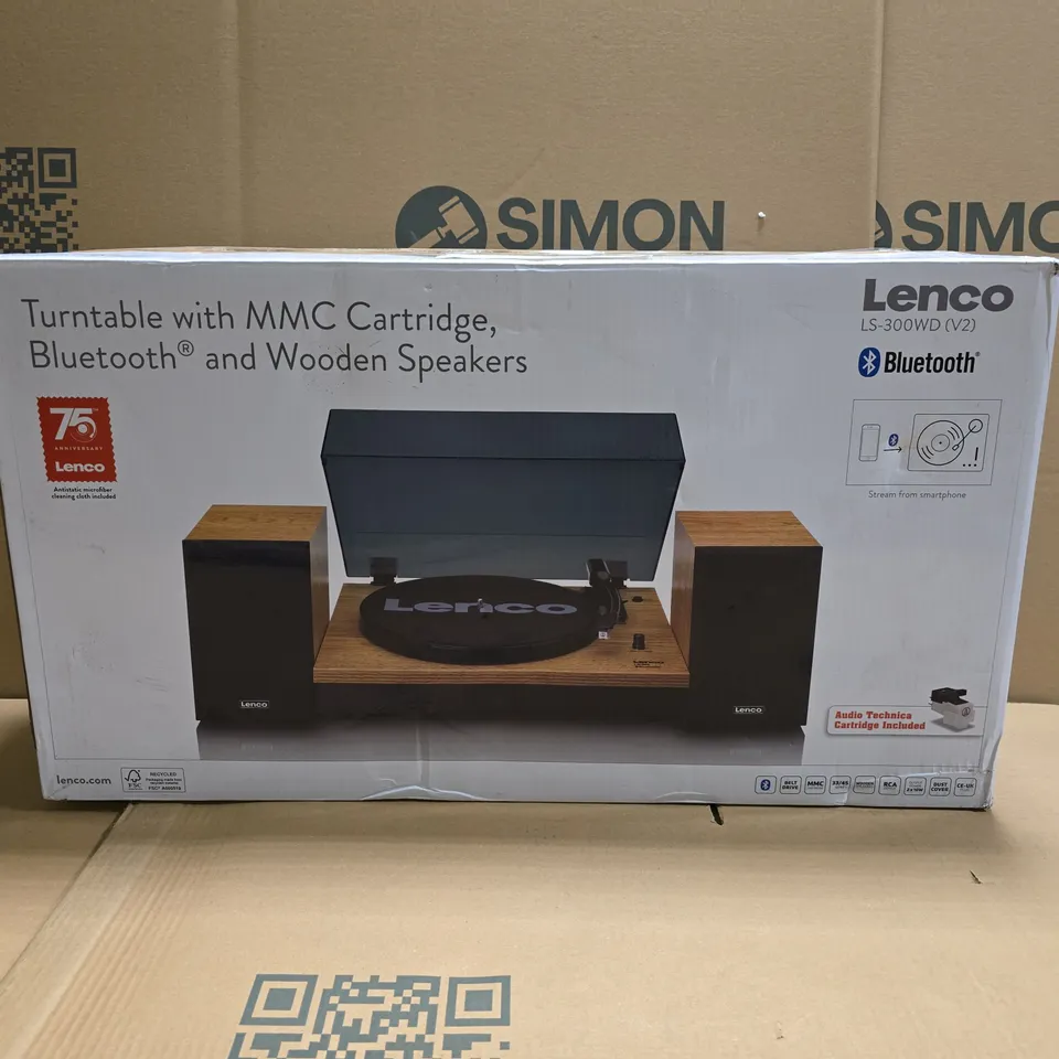 BOXED LENCO TURNTABLE WITH BLUETOOTH AND SPEAKERS - LS-300WD V2