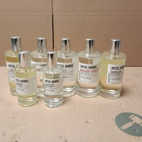 LOT OF 7 ASSORTED UNBOXED NOTED AROMAS EAU DE PARFUMS INCLUDES BERLIN, ASPEN AND MONTE CARLO