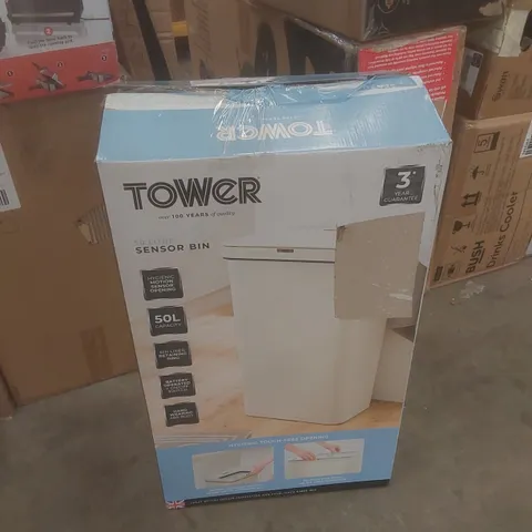 BOXED TOWER 50 LITRE RECTANGULAR SENSOR BIN 