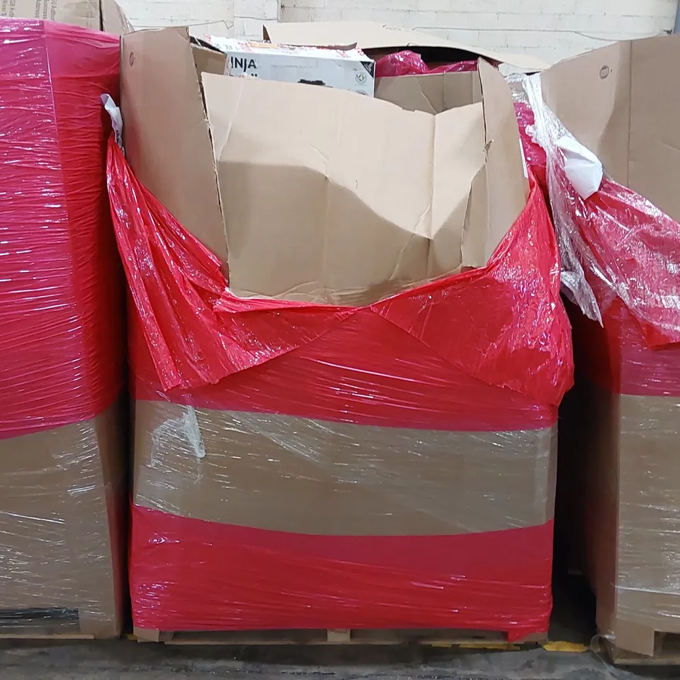 PALLET OF ASSORTED ITEMS INCLUDING: NINJA FOODI PRESSURE COOKER, AIR FRYER, CHUCK HEATER, SMART HEATER, LUGGAGE TROLLEY CART ECT