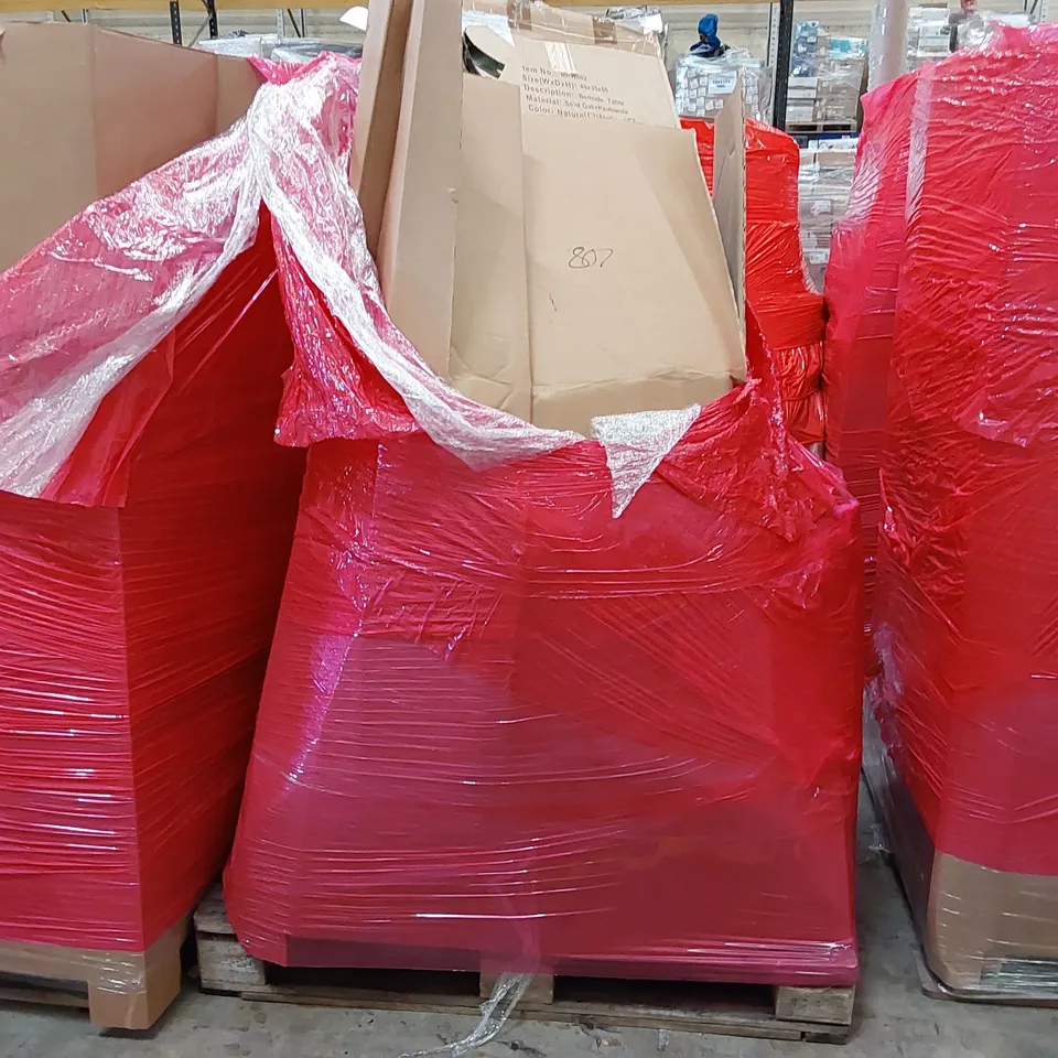 PALLET OF ASSORTED ITEMS INCLUDING: AIR FRYER, BEDSIDE TABLE, RETRACTABLE SAFETY GATE, TOILET SEAT ECT
