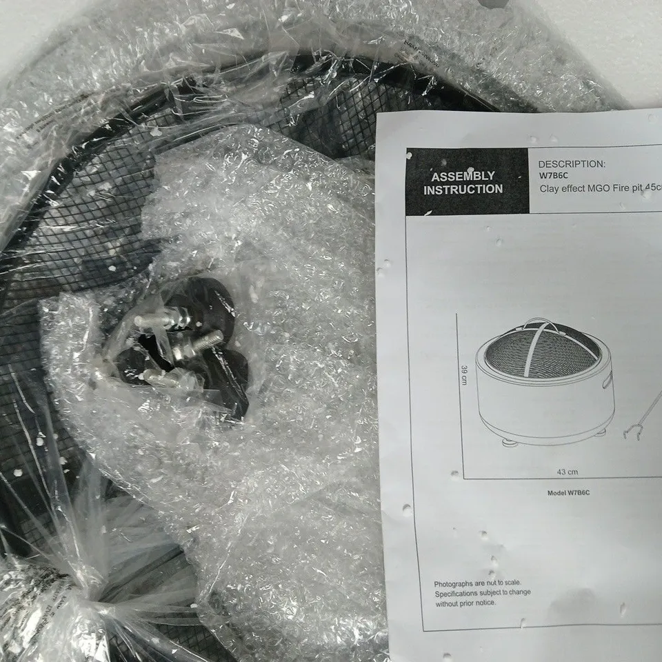 BOXED CLAY EFFECT MGO FIRE PIT 45CM 