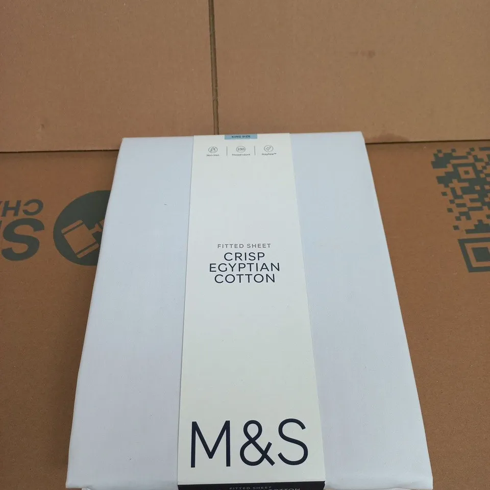 M&S FITTED SHEET – CRISP EGYPTIAN COTTON, WHITE - KING SIZE 
