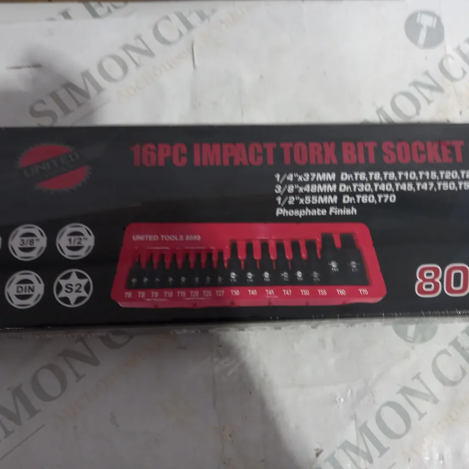 BOXED UNITED 16PC IMPACT TORK BIT SOCKET SET 