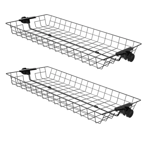 BOXED SOBUY FRG34-P02, TWO STORAGE BASKETS FOR TELESCOPIC WARDROBE CLOTHES ORGANIZER SERIES, BLACK (1 BOX)