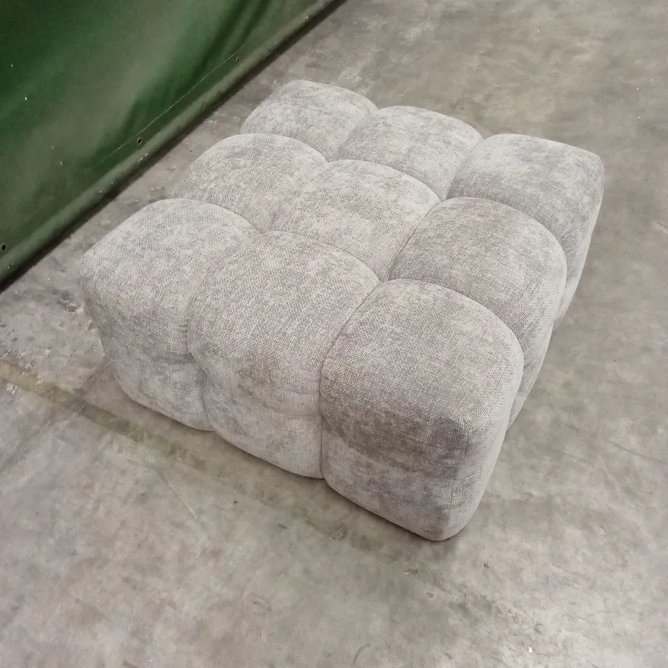 DESIGNER FABRIC UPHOLSTERED FOOTSTOOL - GREY