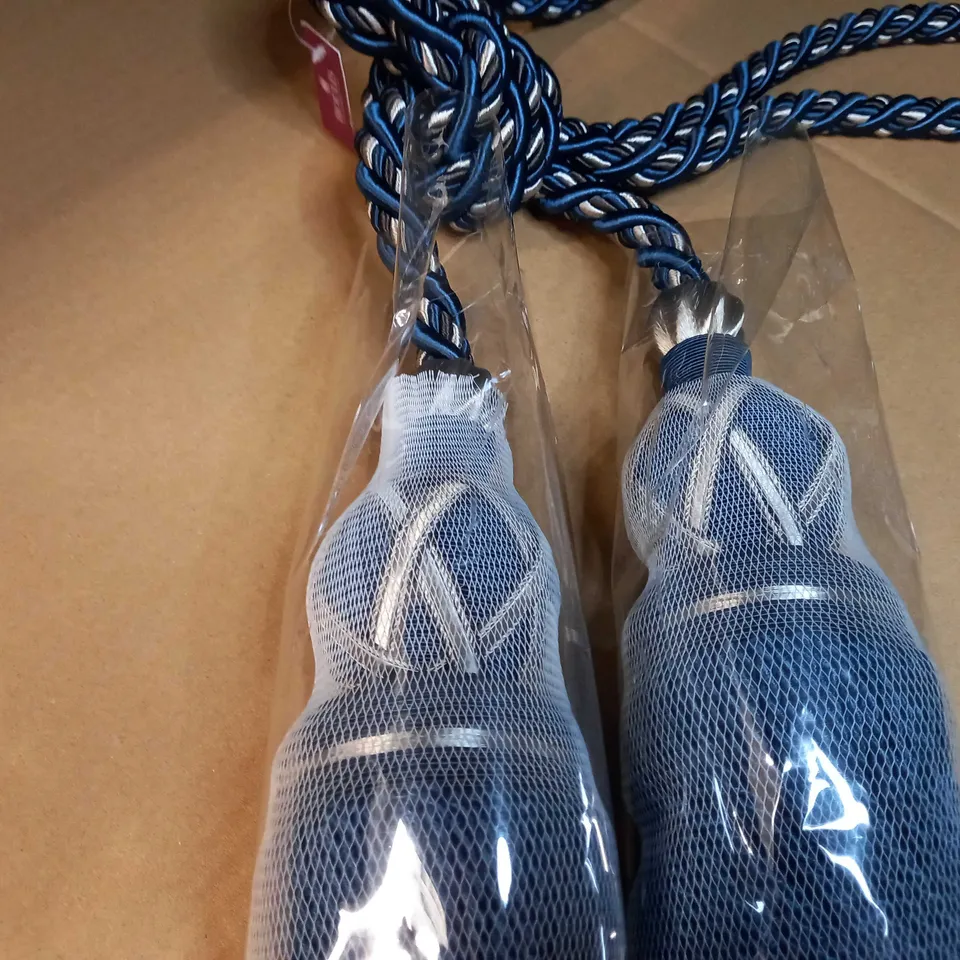 DESIGNER BLUE/SILVER SOLID STYLISH CURTAIN TIES