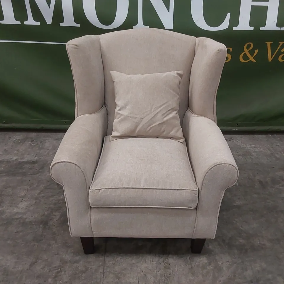 DENTON GRACE CHENILLE FABRIC WING CHAIR - NATURAL  RRP £339