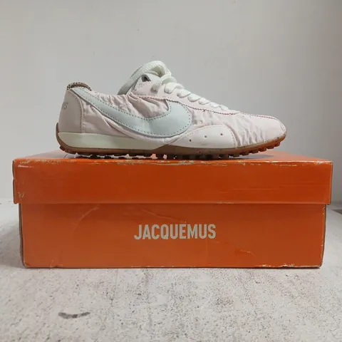 BOXED PAIR OF NIKE JACQUEMUS MOON SHOES IN PINK/WHITE SIZE UK 6.5