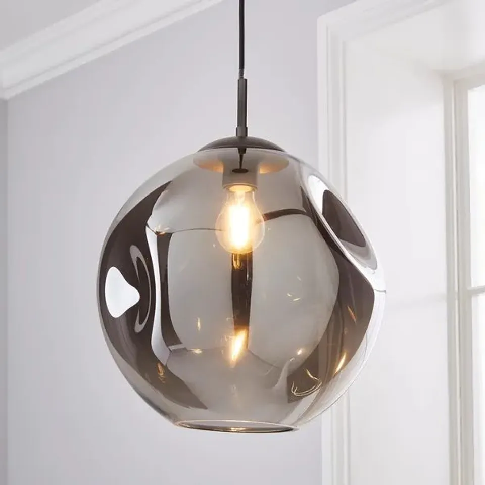 BOXED ALEXIS DIMPIED GLASS LARGE PENDANT LIGHT