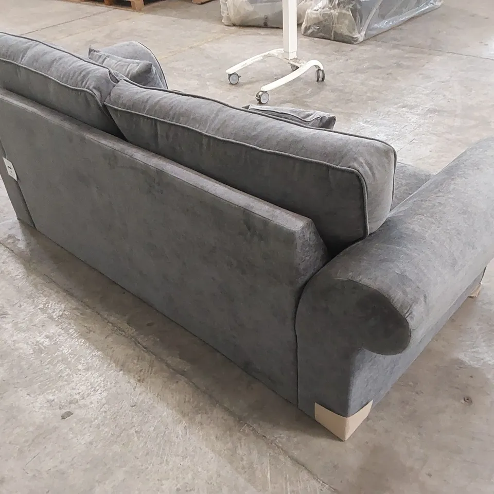 DESIGNER BEATRICE 3 SEATER FABRIC UPHOLSTERED SOFA - CHARCOAL