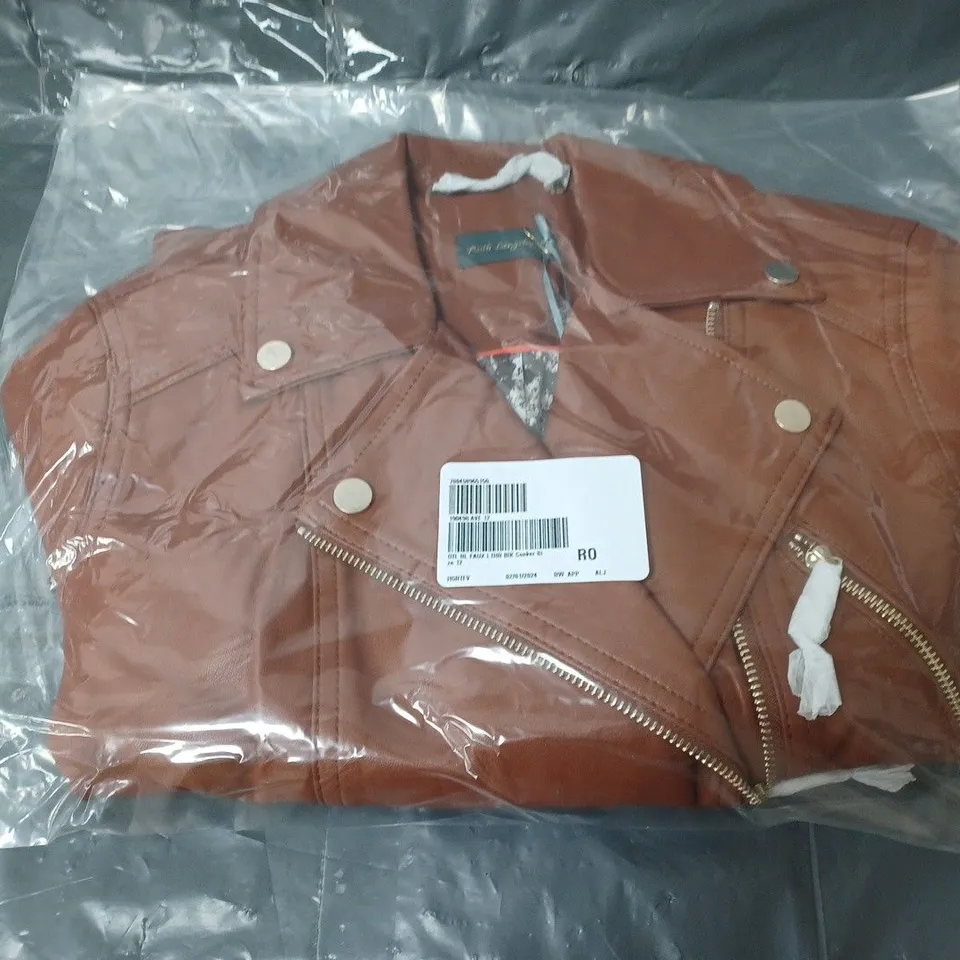 RUTH LANGSFORD LADIES FAUX LEATHER BIKER JACKET CONKER SIZE 12