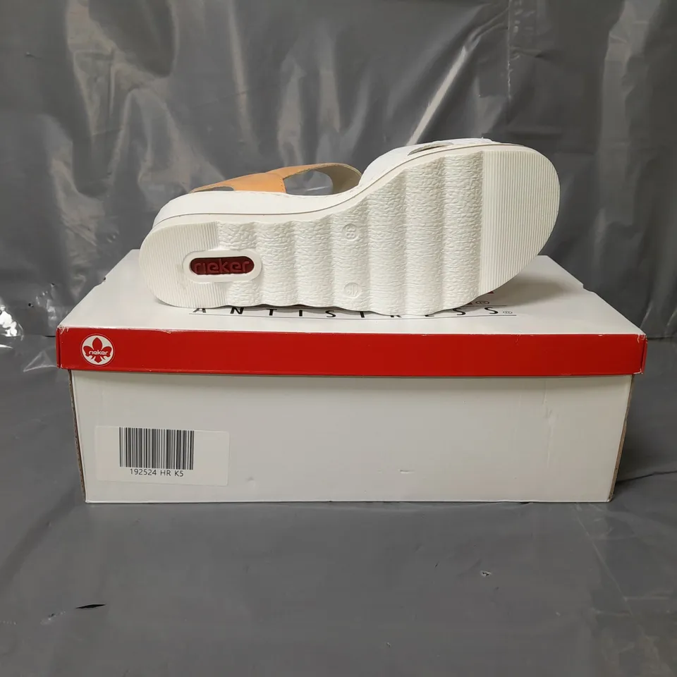 RIEKER WEDGE BUCKLE SANDALS APRICOT SIZE 5