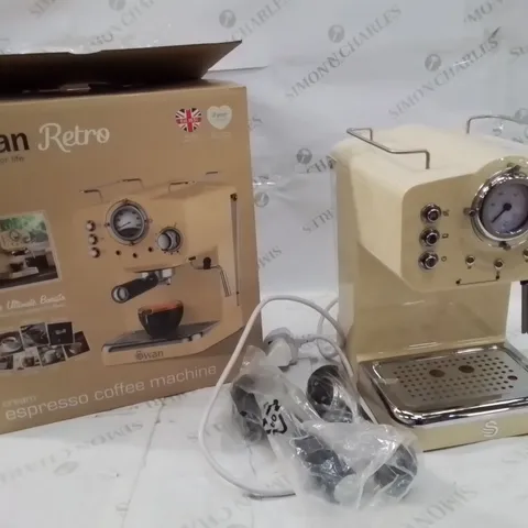 BOXED SWAN RETRO COLLECTION CREAM ESPRESSO COFFEE MACHINE