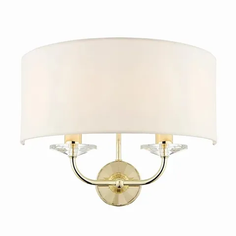BOXED LUMINOSA NIXON 2 LIGHT INDOOR CANDLE WALL LIGHT BRASS, E14