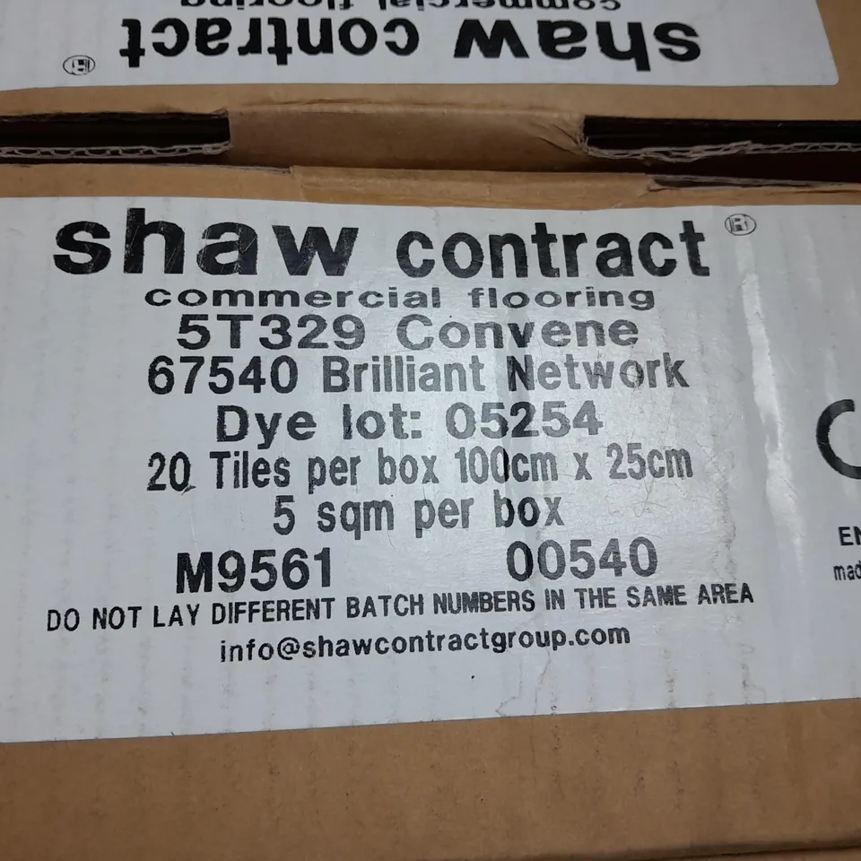 PACK OF SHAW CONTRACT COMMERCIAL CARPET TILES 20 TILES 100 X 25 CM EACH 5 SQ M 