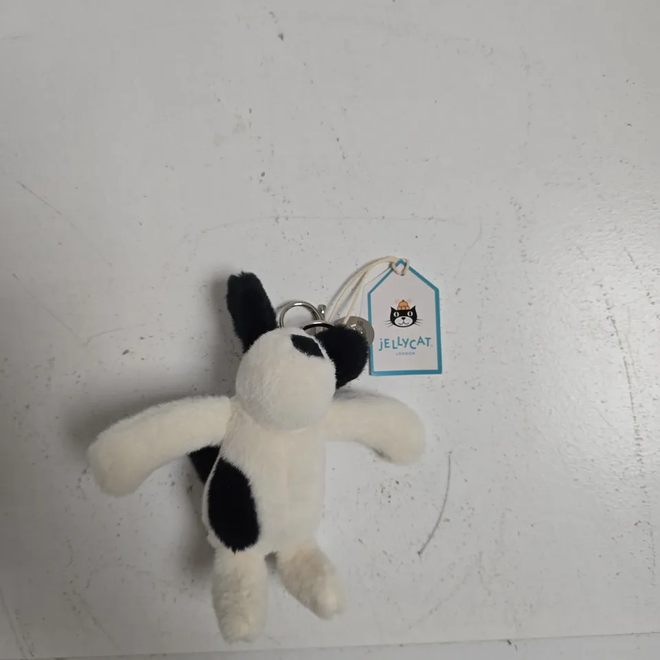 JELLYCAT DOG KEYRING PLUSH – BLACK & WHITE SOFT TOY (JELLYCAT LONDON)