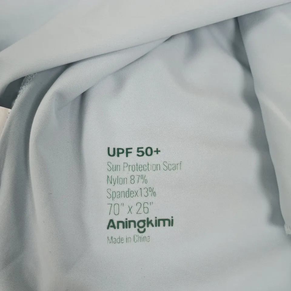 ANINGKIMI SUN PROTECTION SCARF – UPF 50+ NYLON 87% / SPANDEX 13%, LIGHT BLUE, 70 X 26 INCHES