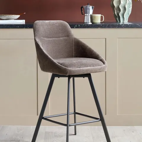 BOXED DANETTI CLEO MOCHA FABRIC SWIVEL BAR STOOL