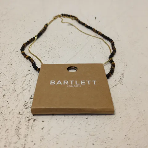 BARTLETT LONDON BEADED NECKLACE - BLACK & AMBER BEADS WITH GOLD CHAIN