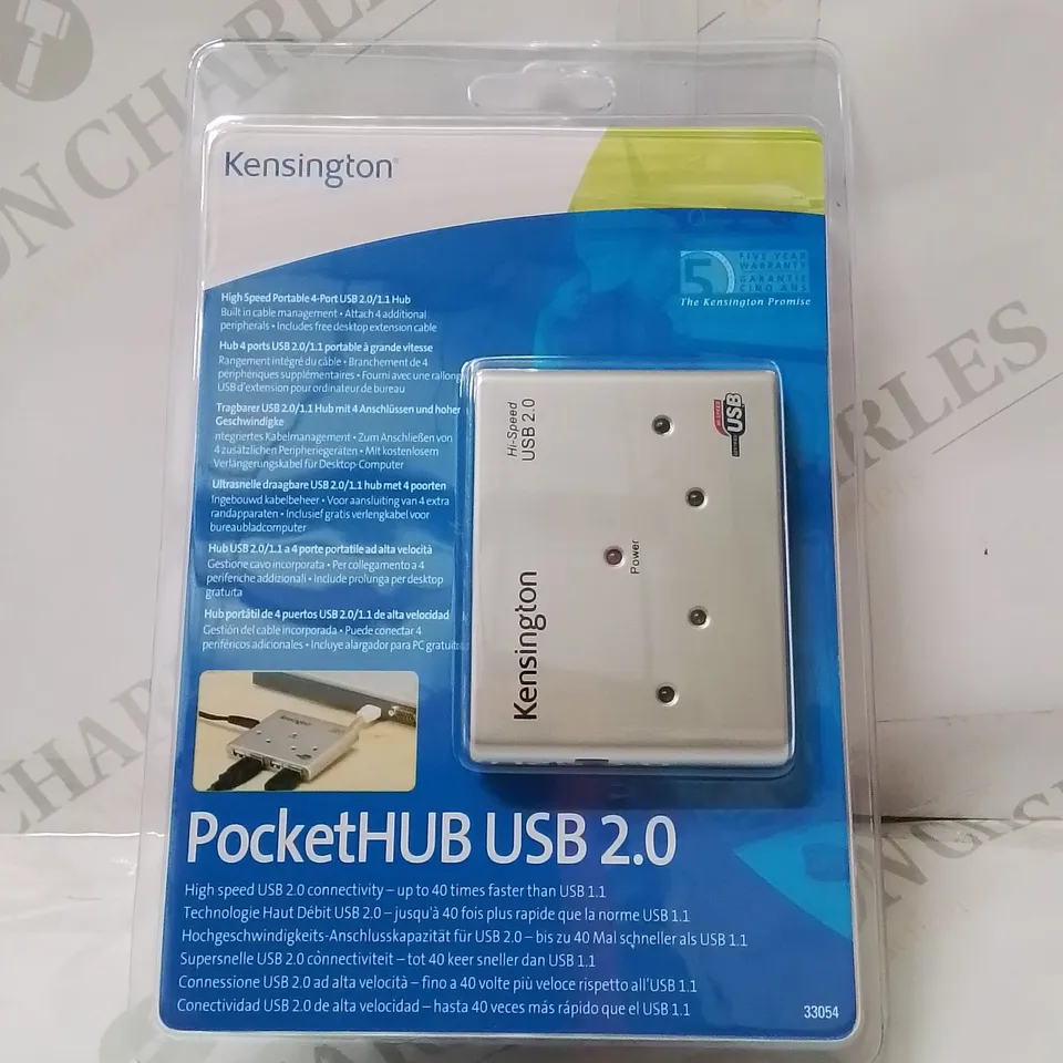 BOX CONTAINING 5 BRAND NEW SEALED KENSINGTON 4 PORT POCKETHUB USB 2.0 PORTABLE USB