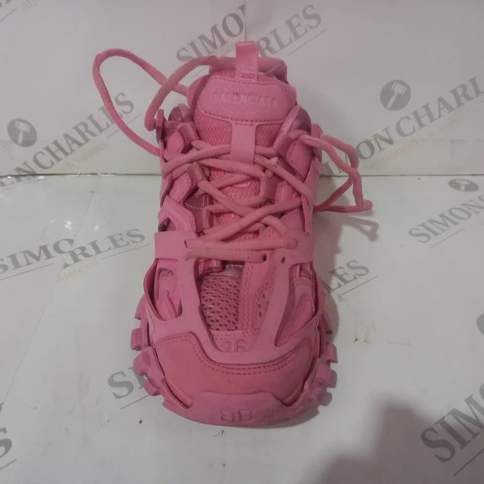 BOXED PAIR OF BALENCIAGA TRACK SHOES IN PINK UK SIZE 3