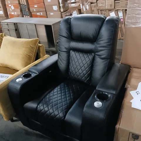 DESIGNER BLACK FAUX LEATHER RECLINING ARM CHAIR