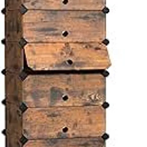 BOXED SONGMICS INTERLOCKING SHOE RACK, RECTANGULAR STORAGE ORGANISER - BROWN/BLACK 